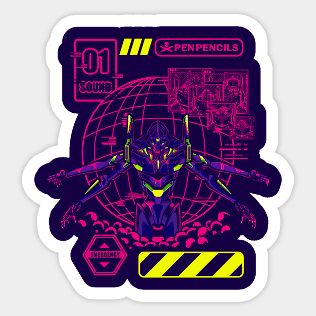 mecha monster danger virus Sticker by PenPencils